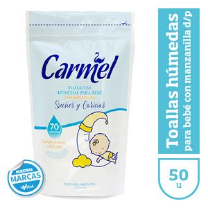 Toallita humeda bebe Carmel con manzanilla doypack 70 u