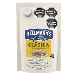 Mayonesa HELLMANNS aceite 100% girasol doy pack 475 gr