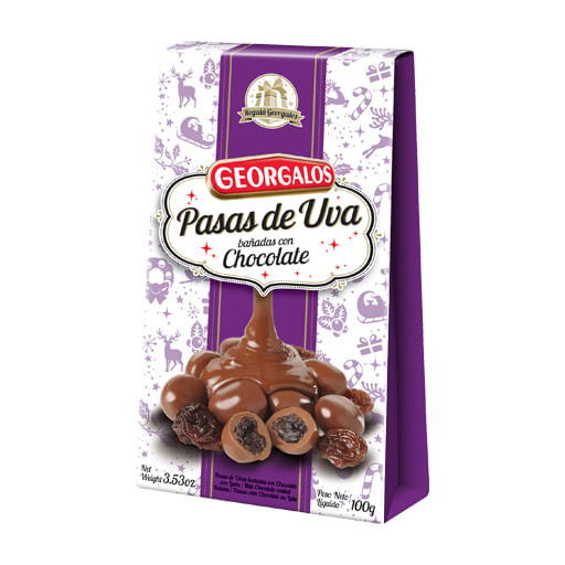 Pasas de uva Georgalos con chocolate estuche 100 gr