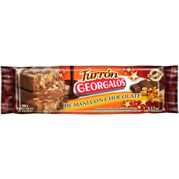 Turron Georgalos de mani con chocolate90 gr