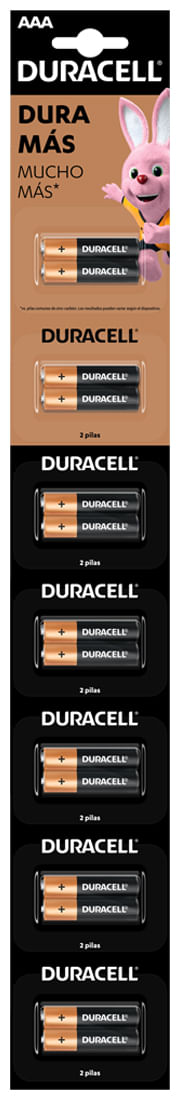 Pila Duracell alcalina AAA  (tira) 2 u