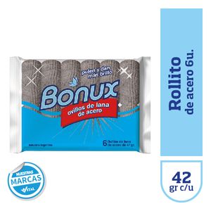 Esponja Bonux rollito acero 42 gr c/u 6 u