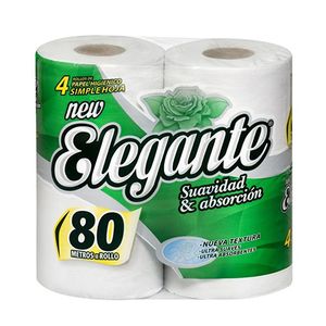 Papel higienico Elegante Max hoja simple 80mt 4 u