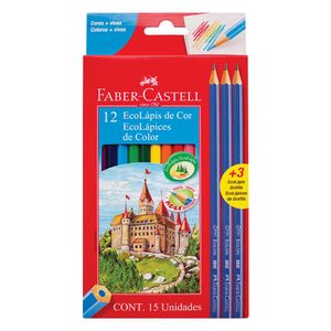 Ecolapices Faber-Castell largos colores 12 u + 3  grafitos