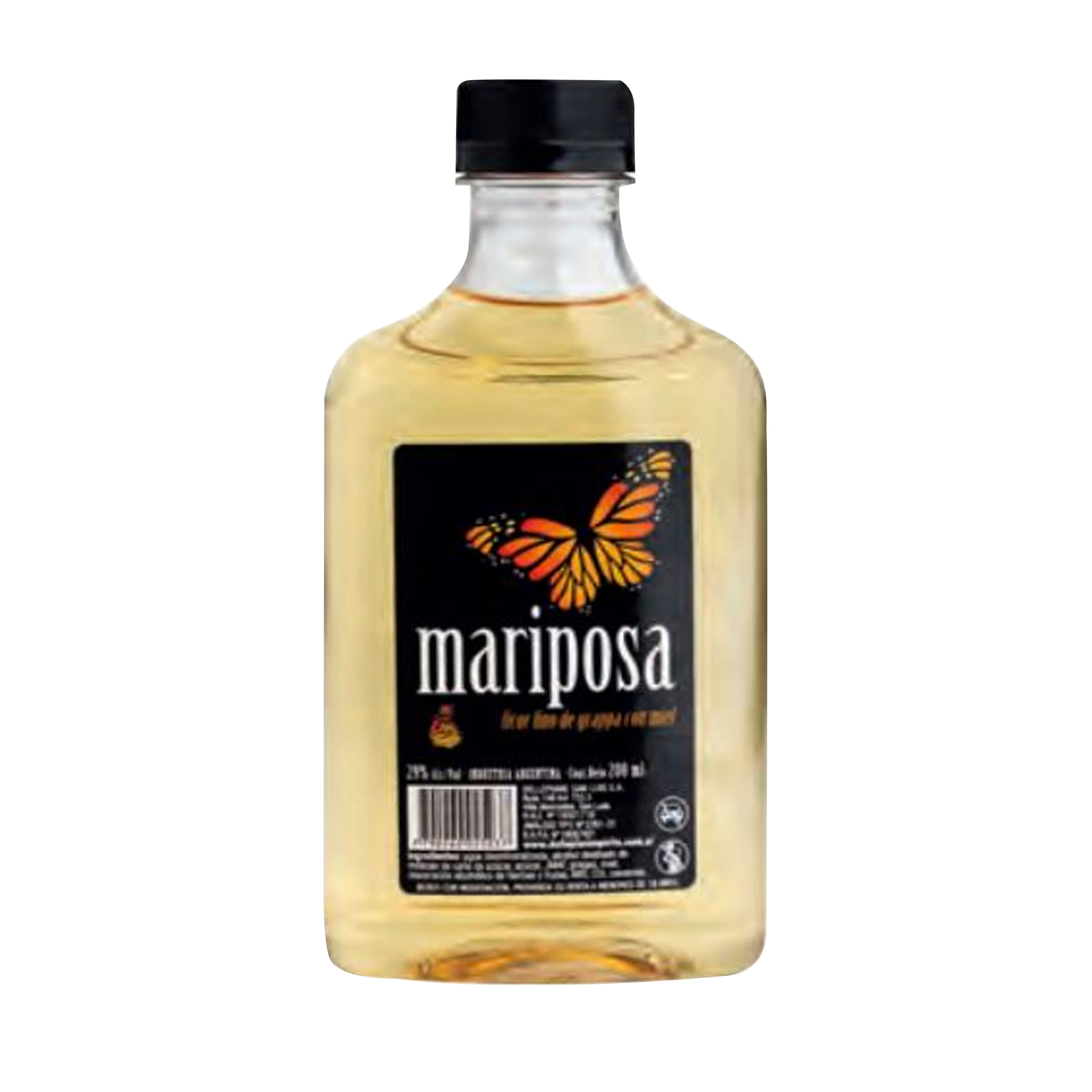 Licor de grappa Mariposa con miel 200 cc