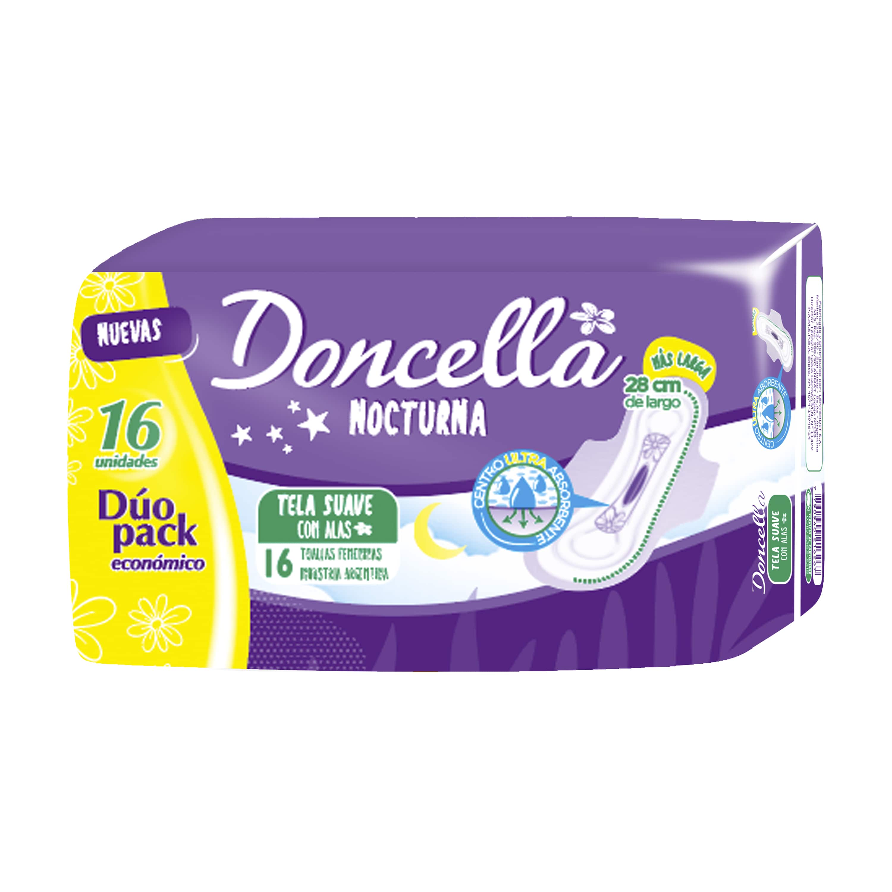 Toallas femeninas Doncella nocturnas suave con alas 16 u