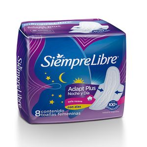 Toallas femeninas Siempre Libre Nocturna noche dia con alas 8 u