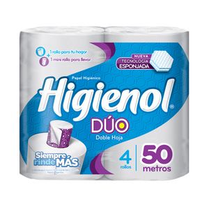 Papel higienico Higienol Duo doble hoja 4 u 50 mt