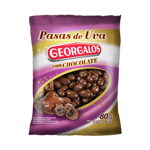 Pasas de uva GEORGALOS c/chocolate 80 gr
