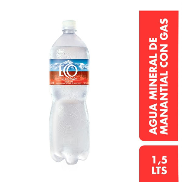 Agua mineral Eco de los Andes con gas 1.5 lt