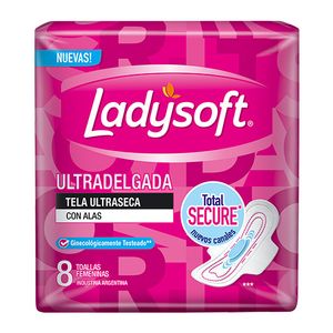 Toallas femeninas Ladysoft ultradelgada con alas 8 u