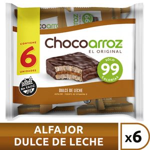 Alfajor Chocoarroz dulce de leche agrupado 6 u 22 gr
