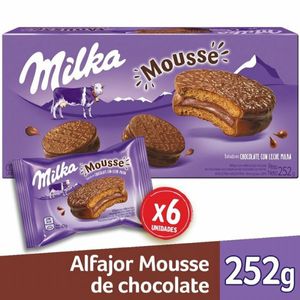 Alfajor Milka mousse agrupado 6 u 42 gr