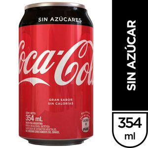 Gaseosa Coca Cola sin azucar lata 354/310 cc