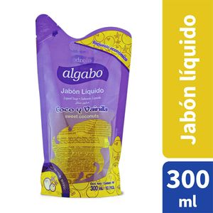 Jabon liquido Algabo coco vainilla doy pack 300 ml
