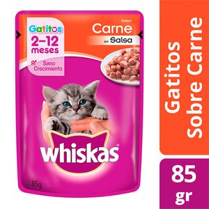 Alimento para Gato Whiskas sabor carne gatitos pouch 85 gr