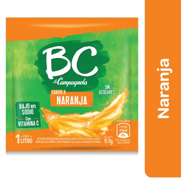 Jugo en polvo BC naranja 7/9.7 gr