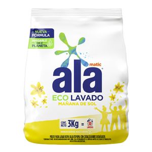 Jabon en polvo Ala Matic mañana de sol con perlas suavizantes 3 kg