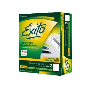 Repuesto escolar Exito rayado margen reforzado N°3 480 hojas