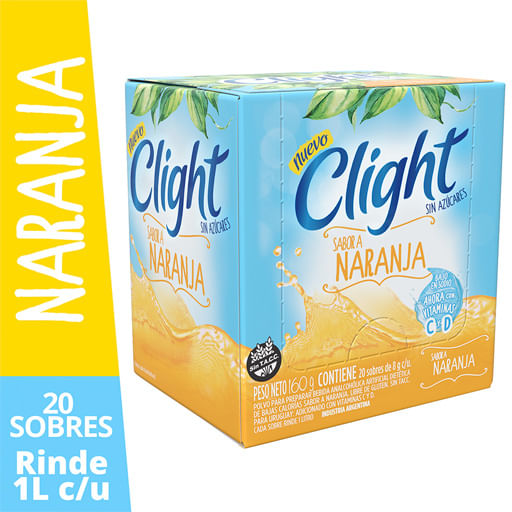Jugo en polvo Clight naranja 8 gr