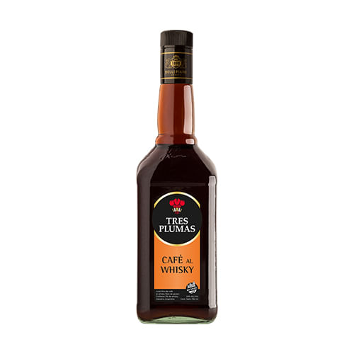 Licor 3 Plumas cafe al whisky 750 cc