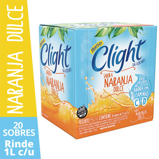 Jugo en polvo Clight naranja dulce7.5 gr