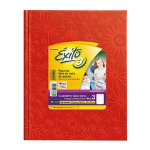 Cuaderno Exito tapa dura forrado rojo cuadriculado Nï¿½3 48 hojas