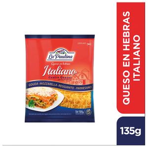 Queso en hebras La Paulina Italiano 4 quesos 125 gr