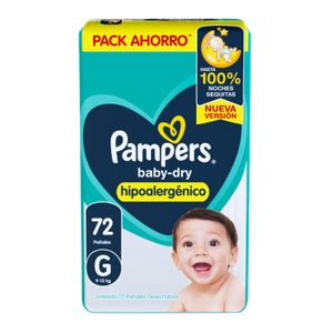 Pañal Pampers Babydry mes de uso G 72 u