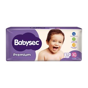 Pañal Babysec Premium Flexible hiper XG 32/36 u