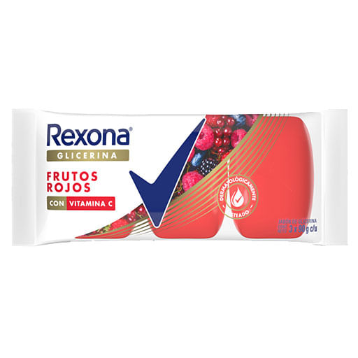 Jabon Glicerina Frutos Rojos Rexona 3 Un 90 Gr