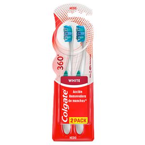 Cepillo denta Colgate 360 white mediano 2 u