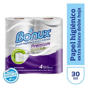 Papel higienico Bonux blanco doble hoja 4 u 30 mt