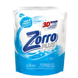 Jabon liquido Zorro 3D Plus Blue doy pack 3 lt