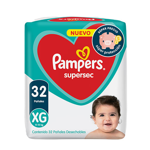 Pañal Pampers Supersec hiper XG 32 u