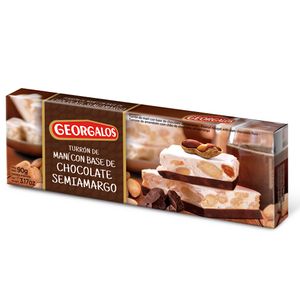 Turron Georgalos mani con base de chocolate semiamargo 90 gr