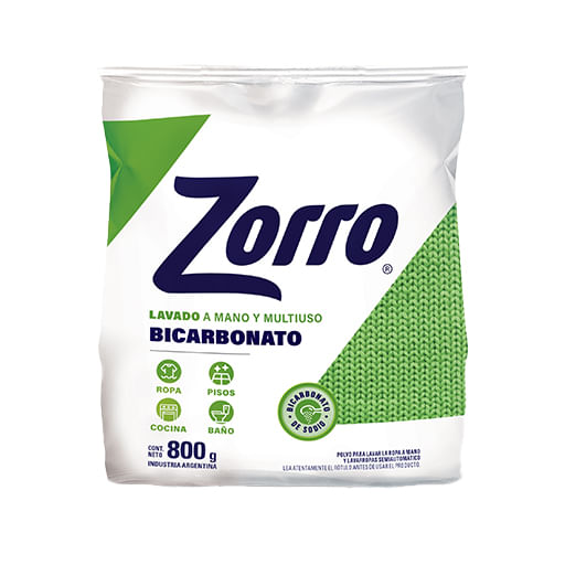 Jabon en polvo Zorro bicarbonato lavado a mano 800 gr