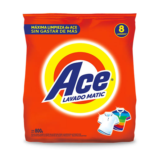 Jabon en polvo Ace matic 800 gr