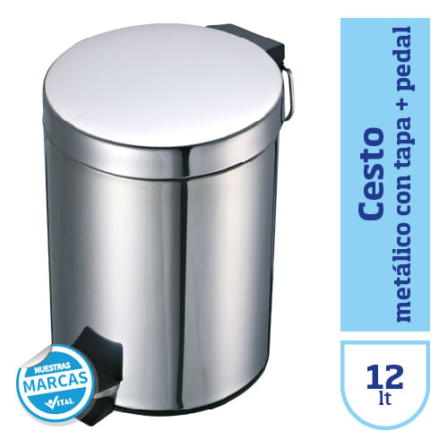 Cesto metalico con tapa+pedal 12lt