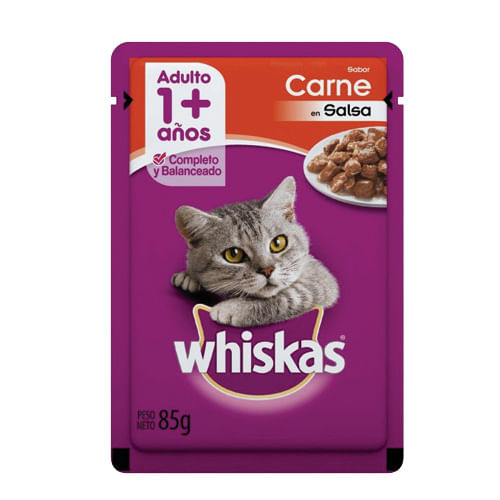 Alimento para gato Whiskas sabor carne adulto pouch 85 gr