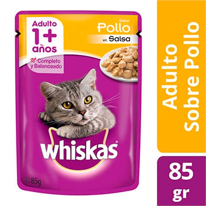 Alimento para gato Whiskas sabor pollo pouch 85 gr