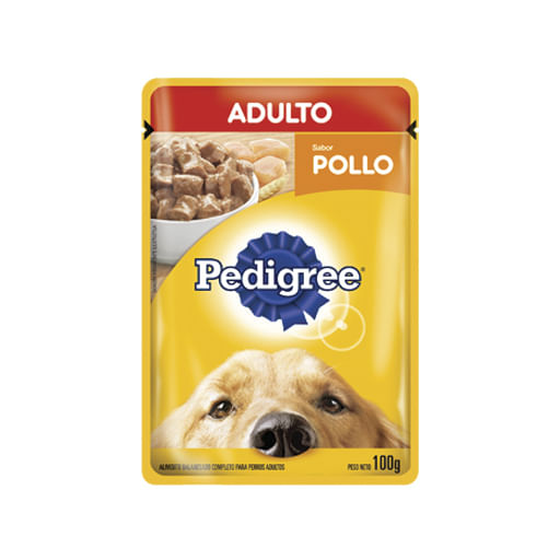 Alimento para perro Pedi gree adu lto pollo sobre 100 gr