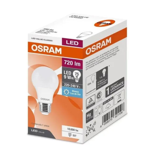 Lampara led Ledvance classic 9w luz fria