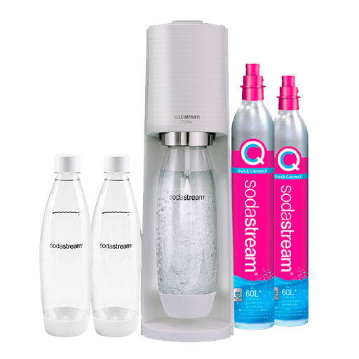 Maquina gasificadora Sodaestream terra black + cilingro 60l + 2 botellas
