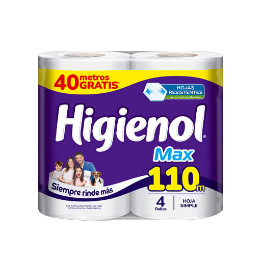Papel higienico Higienol Max aloe 4 u 110mt