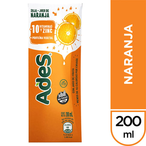 Jugo Ades naranja 200 cc